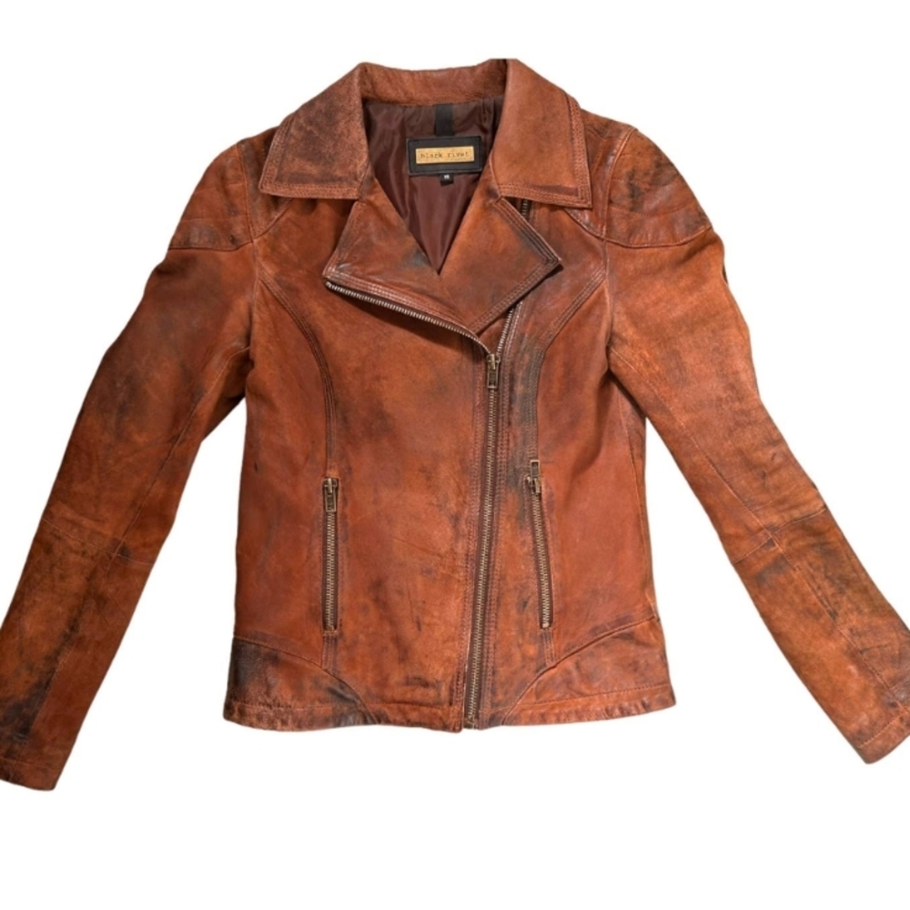 Black Rivet Rustic Brown Leather Jacket
